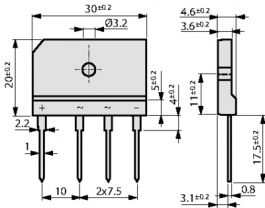 GBI35M, Диодный мост; плоские; 1кВ; 35А, Diotec Semiconductor