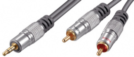 Audio cable 3.5 mm-Plug 2x RCA-Plug 1.5 m, Audio cable 1.5 m, Wentronic