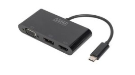 DA-70859, Adapter, USB-C Plug - VGA Socket/HDMI Socket/DisplayPort Socket, DIGITUS