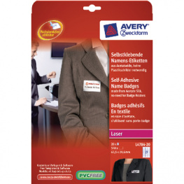L4784-20, Self-Adhesive Name Badges, 20 sheets/540 labels, 63.5 x 29.6, Zweckform
