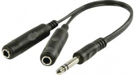CAGP23110BK02, Stereo Audio Cable 6.35 mm Jack Plug - 2x 6.35 mm Jack Socket 200mm, Nedis (HQ)