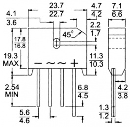 KBU604G, Bridge rectifier 400 V 6 A SIL, Taiwan Semiconductor