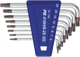 PB 410H6-25 SET T6...T25, Torx L-key set T6-T7-T8-T9-T10-T15-T20-T25, PB Swiss Tools