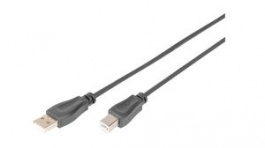 AK-300105-010-S, Cable USB-A Plug - USB-B Plug 1m Black, DIGITUS