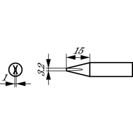 842EDLF, Soldering Tip Chisel shaped 3.2 mm, 3.2 mm, Ersa
