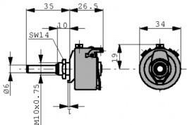 P0100014708KBXB000, Wirewound Potentiometer, 4.7 Ohm, Soldering lugs, Vishay