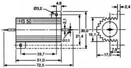 HS50 1R0 J, Wire resistor 1 Ohm 50 W +- 5 %, Arcol