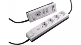 335.055, Outlet strip, 1 Switch / USB Charging / Surge Protection / LED, 7xF (CEE 7/3) /, Bachmann