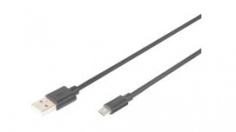 AK-300110-018-S, Cable USB-A Plug - USB Micro-B Plug 1.8m Black, DIGITUS