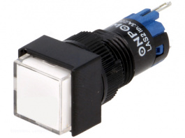 V12F-11-230W, Переключатель: кнопочный; 1; SPDT; 0,5A/250ВAC; 1A/24ВDC; белый, Onpow