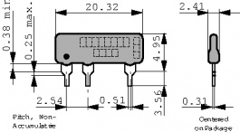 L083S221LF, Резисторная сборка, SIL 220 Ω ± 2 %, BI Technologies