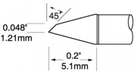 UFTC-7DRH412, Soldering Tip Hoof / Micro 1.21 mm 390 °C, Metcal