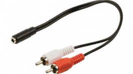 CAGP22255BK02, Stereo Audio Cable 2x RCA Plug - 3.5 mm Jack Socket 200mm, Nedis (HQ)
