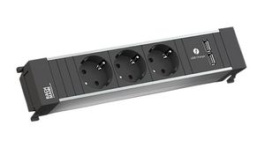 916.173, Desk Outlet POWER FRAME 3x DE Type F (CEE 7/3) Socket/2x USB - GST18i3 Plug 200mm, Bachmann