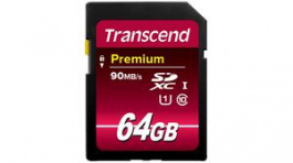 TS64GSDU1, Memory Card, SDXC, 64GB, 90MB/s, Transcend