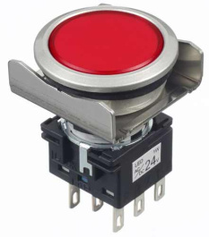 LBW6ML-A1T64R, Кнопочный переключатель с подсветкой 2CO 5 A 30 В / 125 В / 250 В IP65, IDEC