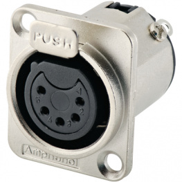 AC5FDZ, XLR, Receptacle, 5 Poles AC Soldering Connection Nickel - Plated, Amphenol