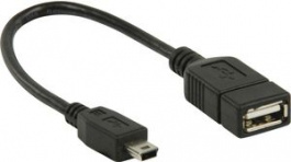 CCGP60315BK02, USB 2.0 OTG Cable USB Mini-B 5-Pin Plug - USB A Socket 200mm Black, Nedis (HQ)