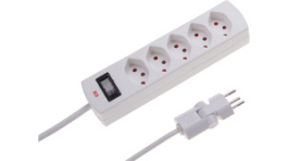 114967, Outlet strip with switch & clip-clap, 5xJ (T13), White, Max Hauri
