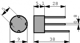 B80R, Bridge rectifier 160 V 2 A Round-9.5, Diotec Semiconductor