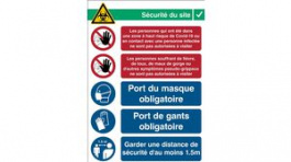 RND 605-00199, COVID-19 Reception, Safety Sign, French, 262x371mm, 1pcs, Brady