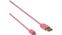 CCGP60410PK10, USB 2.0 Flat Cable USB A Plug - USB Micro-B Plug 1m Pink, Nedis (HQ)