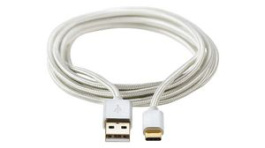 RND 765-00261, USB Cable USB-A Plug - USB-C Plug 3m USB 2.0 White, RND Connect