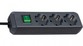 1152300015, Outlet Strip 3 Schuko Type F Black CEE 7/4, Brennenstuhl