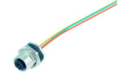 76 0536 1011 00404-0200, M12 Panel Mount Socket, D-Coded, 4P ,M16, Rear, Wire, Binder