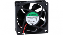 EB60251S1-000U, Вентилятор: DC; осевой; 12ВDC; 60x60x25мм; 39,7м3/ч; 33,5дБА; 26AWG, Sunon