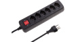 115008 Outlet strip, 1 Switch, 6xJ (T13), 1.5 m, CH/T12, black