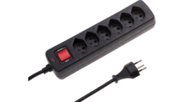 115008, Outlet strip, 1 Switch, 6xJ (T13), 1.5 m, CH/T12, black, Max Hauri
