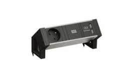 937.102, Desk Outlet DESK 2 1x DE Type F (CEE 7/3) Socket / USB-A Socket - GST18i3 Plug 200mm, Bachmann