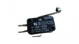 V-156-1C5, Micro Switch V, 15A, 1CO, 1.96N, Hinge Roller Lever, Omron