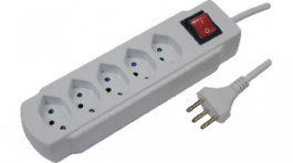 20 300215S, Outlet strip, 1 Switch, 5xJ (T13), 1.5 m, Type 12, Steffen