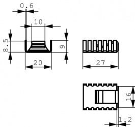 FK 245 MI 247 O, Радиатор: штампованный; U; натуральный; L: 27мм; W: 20мм; H: 9мм, Fischer Elektronik