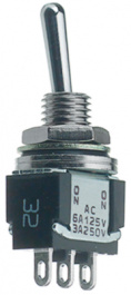 MTE 106 H, Переключатель: тумблер; Пол: 3; SPDT; (ON)-OFF-ON; 6A/125ВAC; 20мОм, Knitter-switch