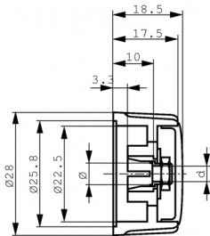 021-5410, Rotary knob 28 mm light grey, ELMA