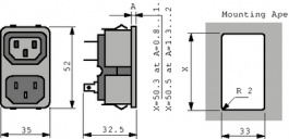 4300.0301, Разъем: питания AC; IEC 60320; C13 (F), C14 (E); гнездо; 10А, Schurter