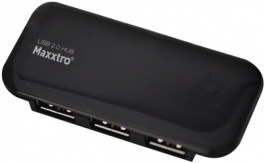 MX-UAX BK, Slim Hub USB 2.0 black 4x, Maxxtro