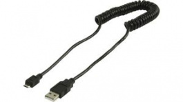 CCGP60540BK20, USB 2.0 Coiled Cable USB A Plug - USB Micro-B Plug 2m Black, Nedis (HQ)