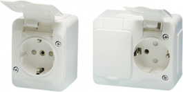 E 18 350 80, Safety socket 58 x 65 x 42 mm 16 A F (CEE 7/4) Polar White, SCHNEIDER ELECTRIC