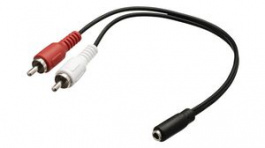 CAGB22255BK02, Stereo Audio Cable 2x RCA Plug - 3.5 mm Jack Socket 200mm, Nedis (HQ)
