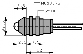 WU-A-R5-BLI, Flash. LED, chrome fitting red 5 mm, Vossloh