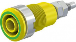 49.7043-20, Safety Socket diam.4mm Green / Yellow 32A 1kV Nickel-Plated, Staubli (former Multi-Contact )