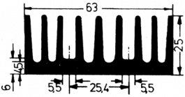 KS63-50E, Heat sink 50 mm 4.5 K/W @ 10 W black anodised, Austerlitz
