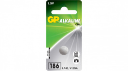 GP 186-C1 / LR43 / LR1142, Button Cell Battery,&nbsp;&nbsp;Alkaline, 1.5 V, 70 mAh, GP Batteries