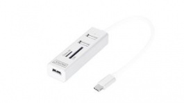 DA-70243, USB Hub / Card Reader USB 2.0 3x USB A Socket, 3x USB A Socket - USB C Plug, DIGITUS