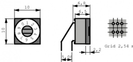 PT65-103 L508, PCB coding switch HEX 3+3, Hartmann