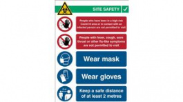 RND 605-00201, COVID-19 Reception, Safety Sign, English, 262x371mm, 1pcs, Brady